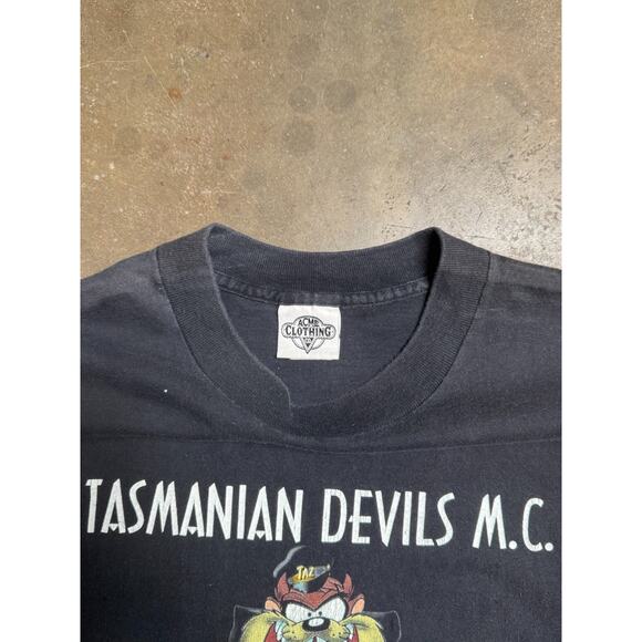 1991 Tasmanian Devils M.C. Looney Tunes Taz Tee – Warner Bros Biker - Sz L - Picture 10 of 12